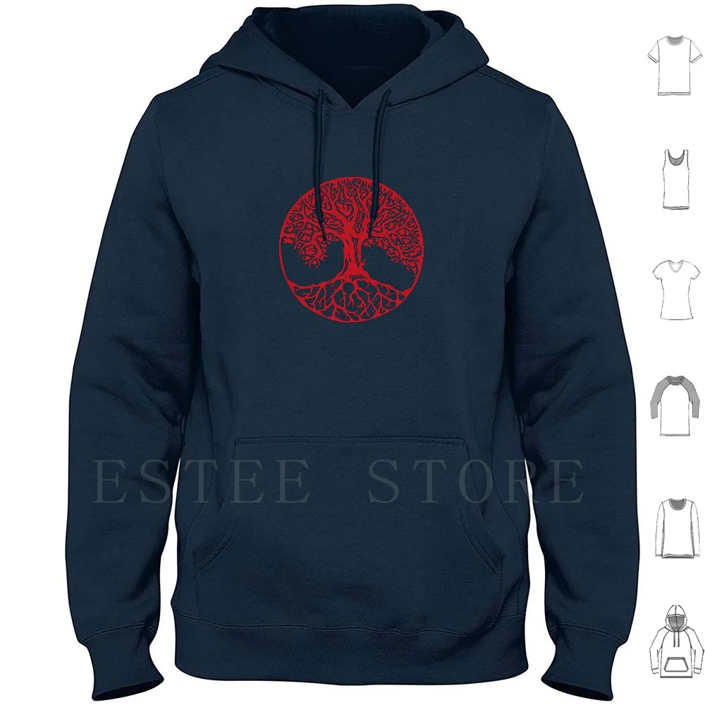 Yggdrasil Kamon / Red Hoodies Long Sleeve Yggdrasil Viking Kamon Japan Religious Pagan Odin