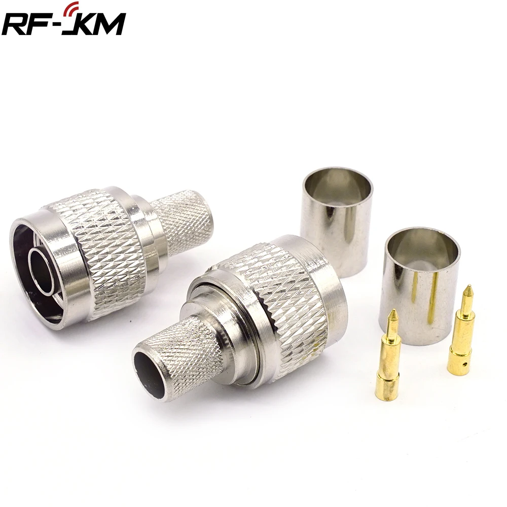 

2pcs N Male Plug Crimp Connector for RG8 RG213 RG214 LMR400 7D-FB Cable RF Adapter Coaxial