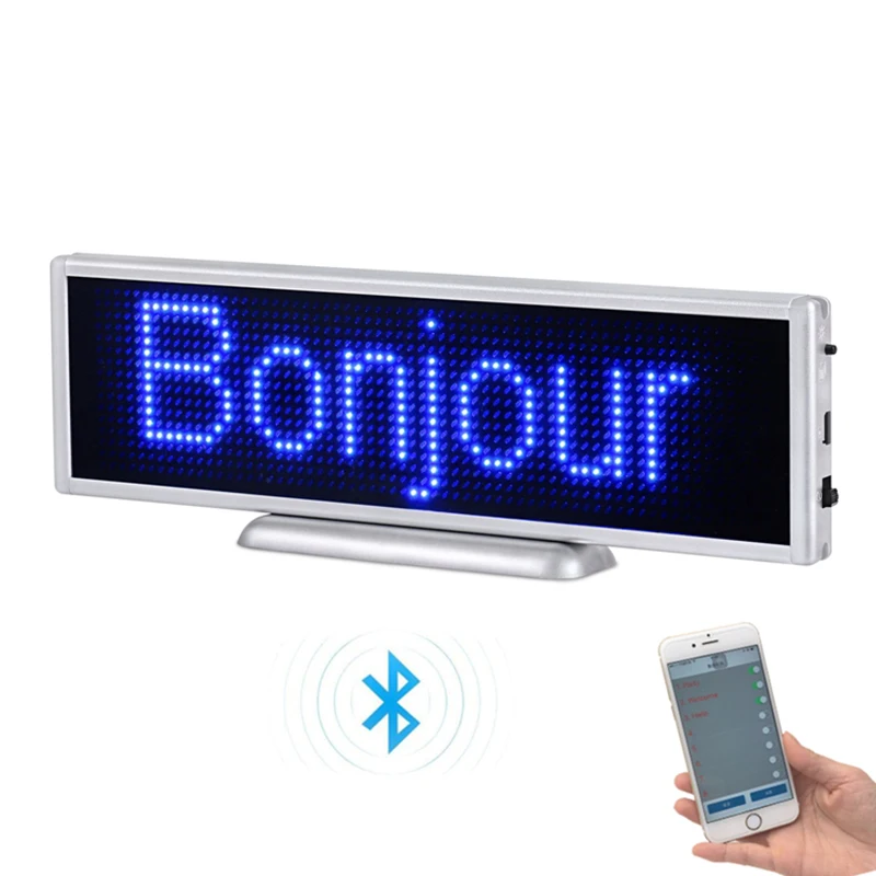 Bluetooth Rechargeable LED Display 16*64 Piksel 21 Cm 6 Cm Ukuran Portable Scrolling Layar LED Mobil Desktop atau Gantung LED Sign