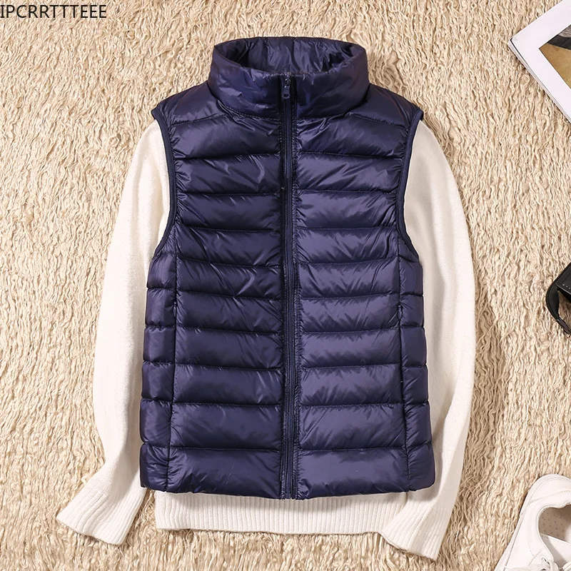 Ultralight Down Vest Women 2023 New Sleeveless Women White Duck Down Waistcoat Puffy Padded Warm Vest Jacket