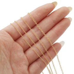 1Meter 1-2mm Round O Chains For Jewelry Making Supplies Gold Rhodium Color Necklace/ Bracelet DIY Link Chain Accessories