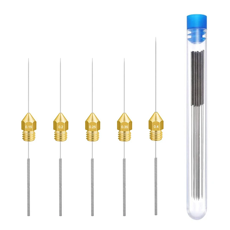 32 Pcs 3D Printer Nozzle Cleaning Kit 30 Pieces Nozzle Cleaner 0.15mm 0.2mm 0.25mm 0.35mm 0.4mm Cleaning Needles for 3D Printer