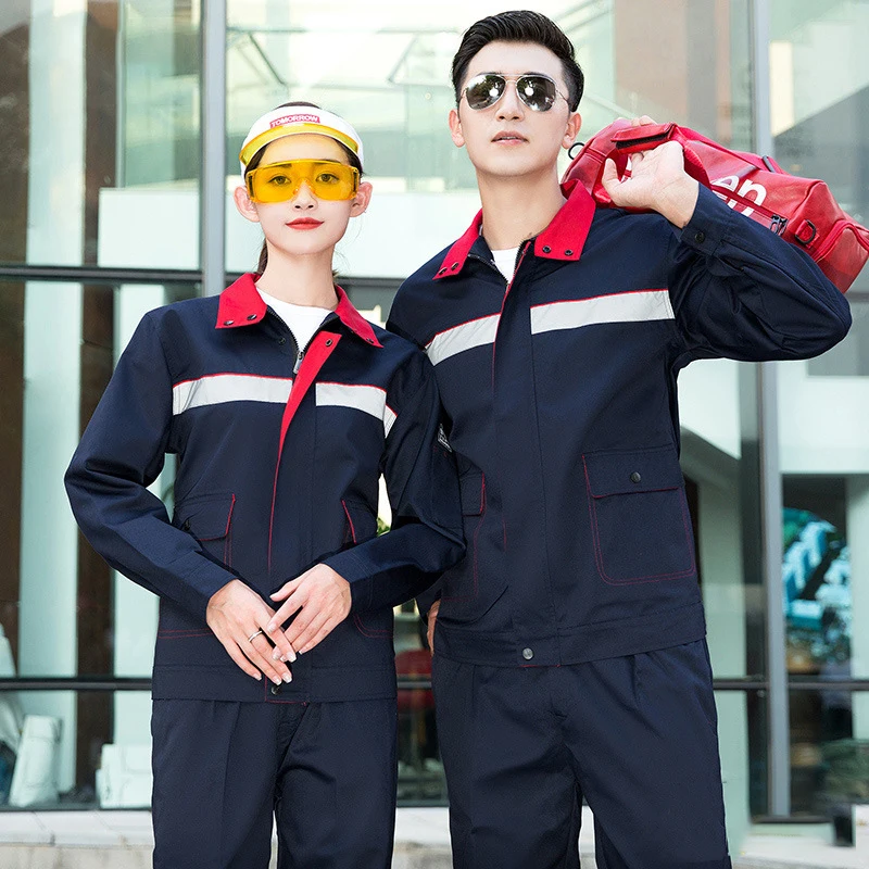 Spring Reflective Work Clothing Gas Station Electric Anti-static Wear-resistant Uniforms Durable Auto Repair Mechanical Coverall