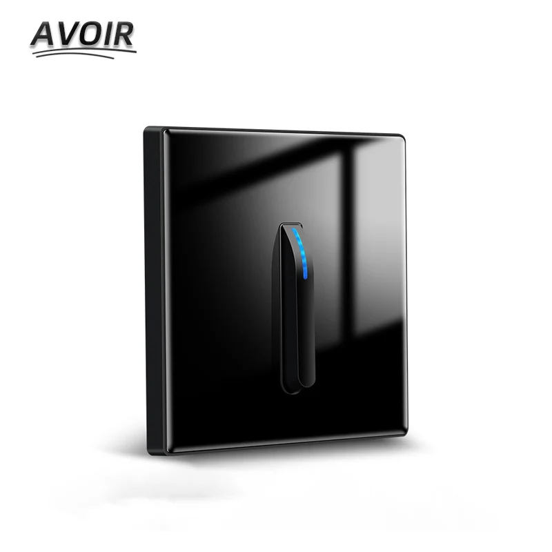 

Avoir Light Switch LED Indicator Crystal Glass Panel Black 1/2/3/4Gang Wall Piano Key Model Design EU FR Socket With Switch 220V