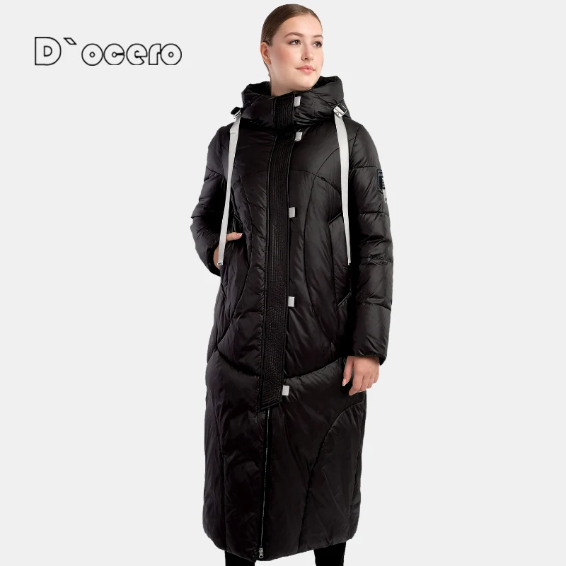 D`ocero 2022 Winter Ladies Down Jacket Lengthened Style Women Padded Quilted Parka Thickened Warm Cotton Women Coat Outerwear