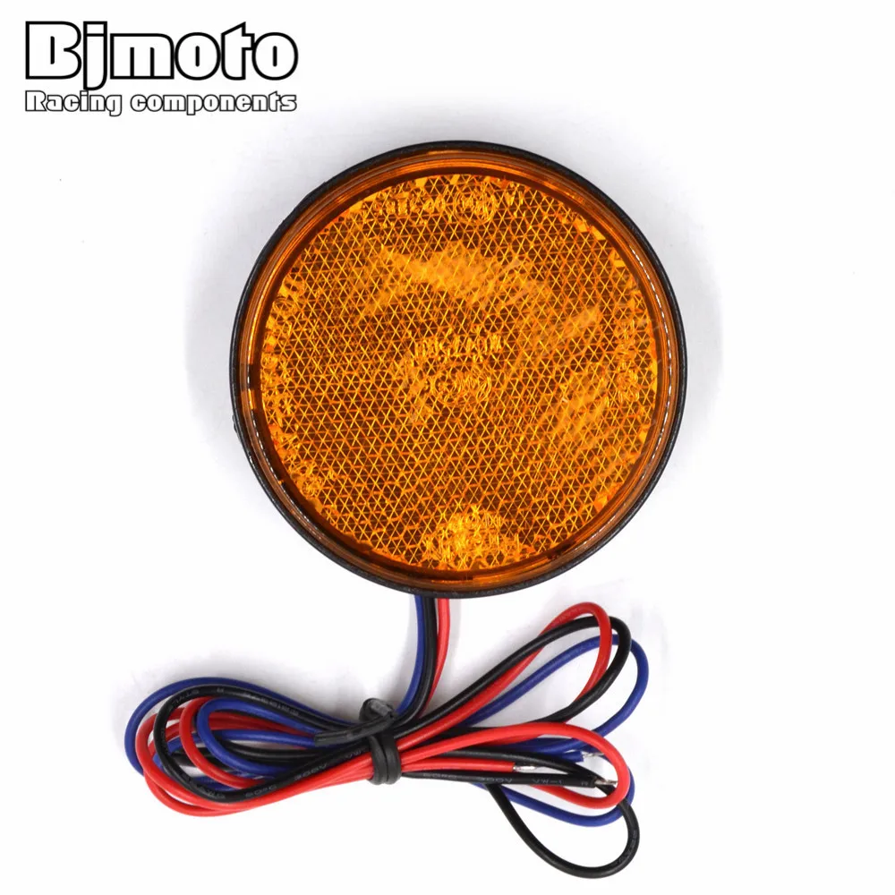 BJMOTO Car Motorcycle 24SMD LED Tail Brake Turn Signal Light Lamp Round Reflector Motobike LED Lights Red White Yellow Light 12V