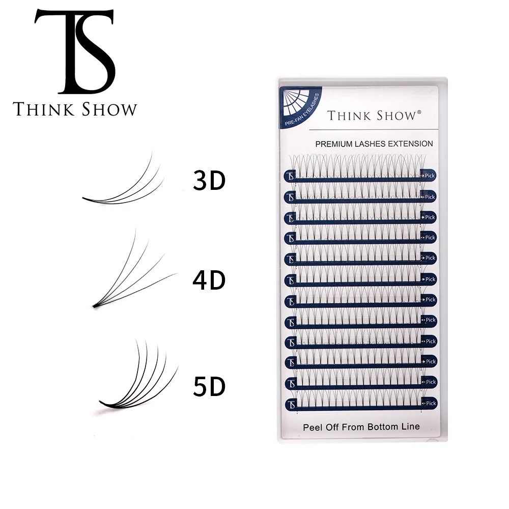 

THINKSHOW 12Row/Case 8-15mm 3D 4D 5D Volume 0.07 C Individual Eyelash Extension 60 Knots Eyelash Extension Silk Individual Lash