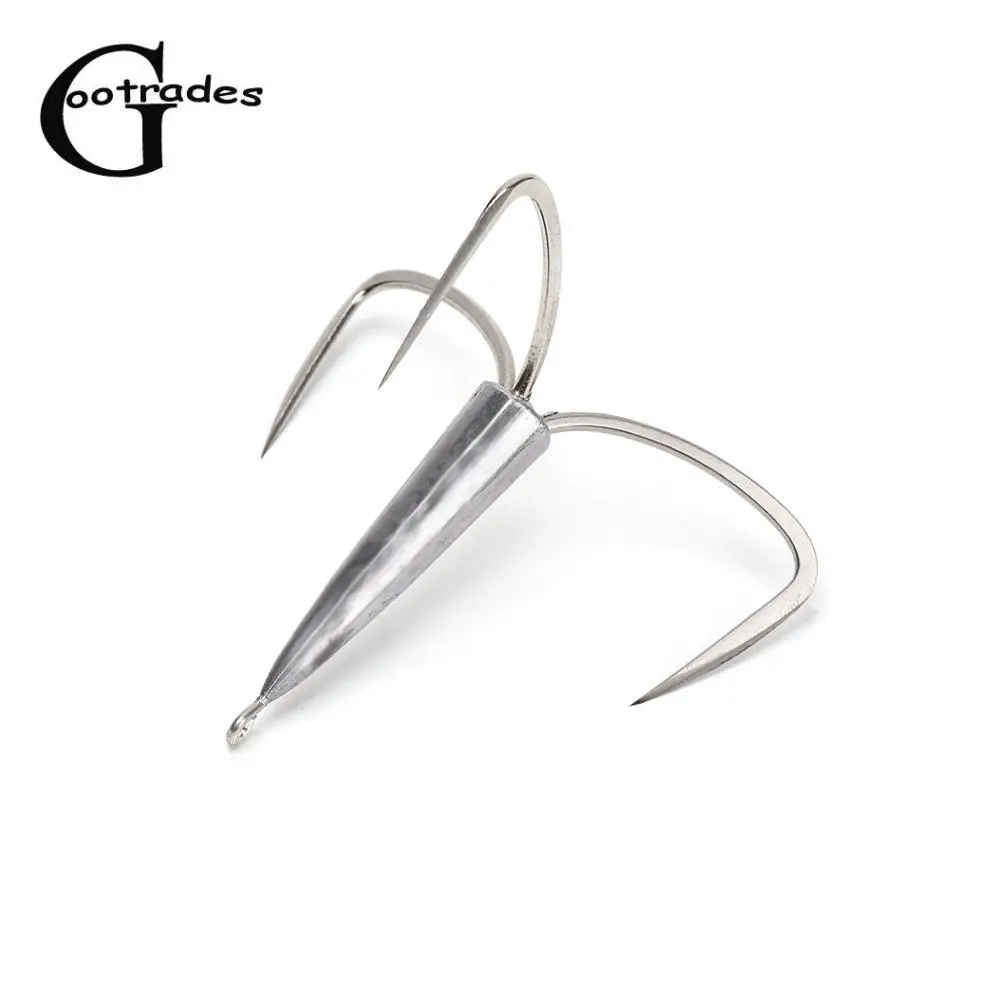1Pcs Top Quality Fishing Tackle Sharpened Strong Big Fishing Treble Hooks With Lead Sinker Weight Fishhook Tools Accessories