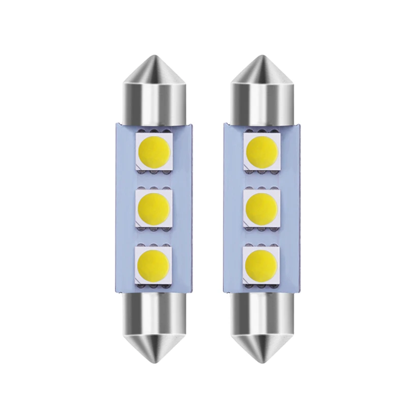 10Pcs Festoon 31 36 39 41 mm LED 3 5050 4 SMD C5W Car Auto Interior Dome Reading Map Door Lights Lamp Bulb DC12V