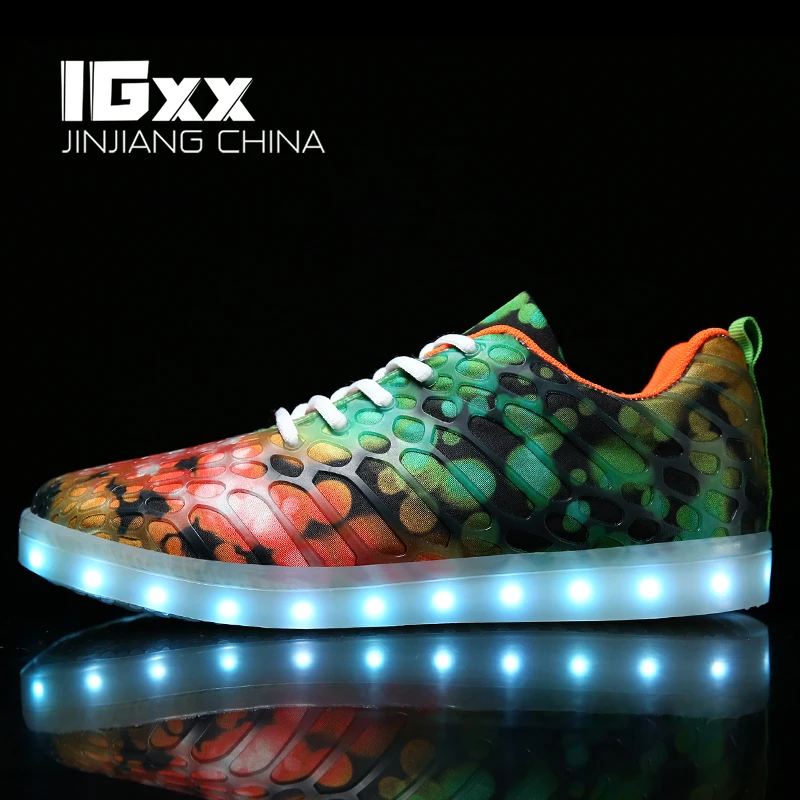 IGxx LED Shoes Light For Men Flower USB Recharging LED Shoes Women Glowing Luminous Flashing Shoes Kids LED Light up Sneakers