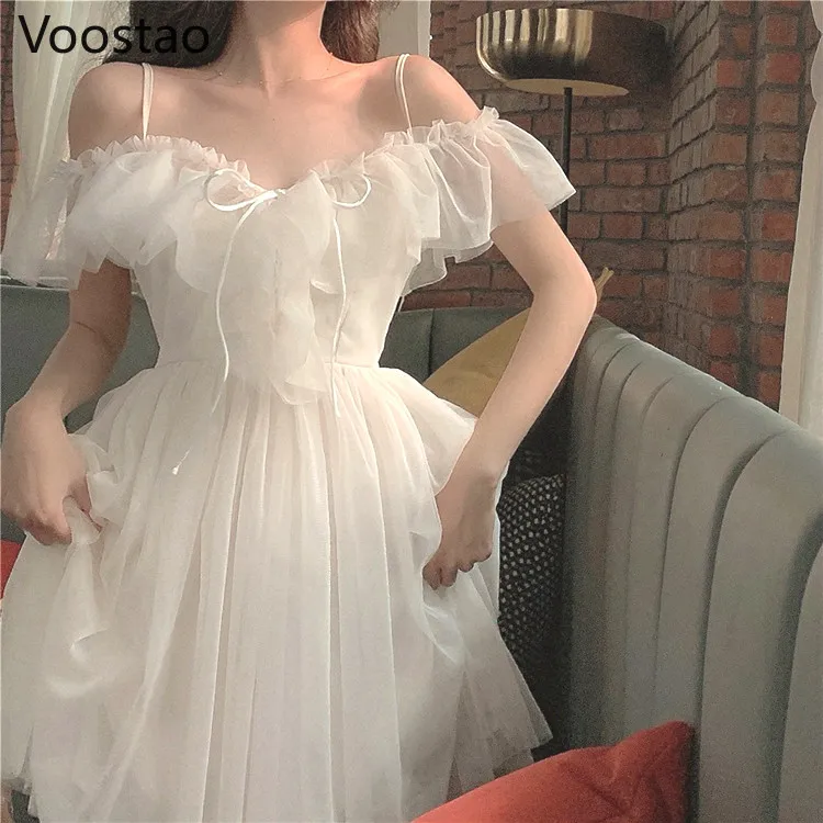 Sexy Sweet Lolita Dress Women Low Chest Off Shoulder Bandage Victorian Dress Kawaii Girl Princess Tea Party Loli Cosplay Fairy