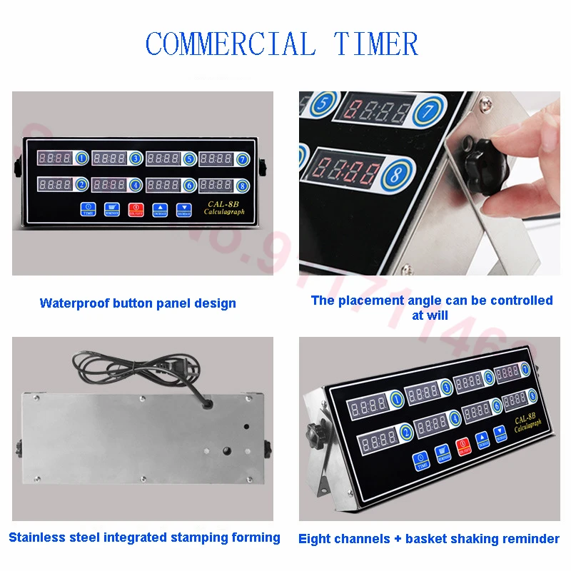 Bếp Nấu Hẹn Giờ 8 Kênh Kỹ Thuật Số Màn Hình LCD Hiển Thị Đồng Hồ Lắc Nhắc Nhở Thép Không Gỉ Hẹn Giờ Calculagraph