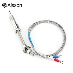 K E Type Compression Spring Thermocouple Temperature Probe Sensor 1-5m Shielded Wire For Temperature Controller