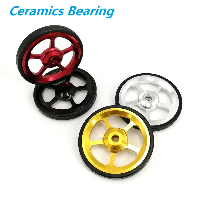 Ceramic Easywheel For Brompton Folding Bike Aluminum Alloy Ceramics Bearing Easy Wheel Black Red Gold Silver