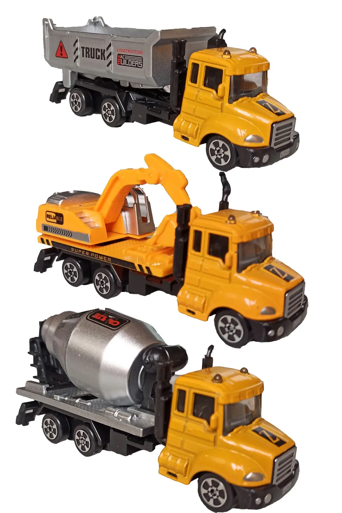 Metal Working Machinery 3'lü Set 13 Cm. Truck, Concrete Mixer, Bucket