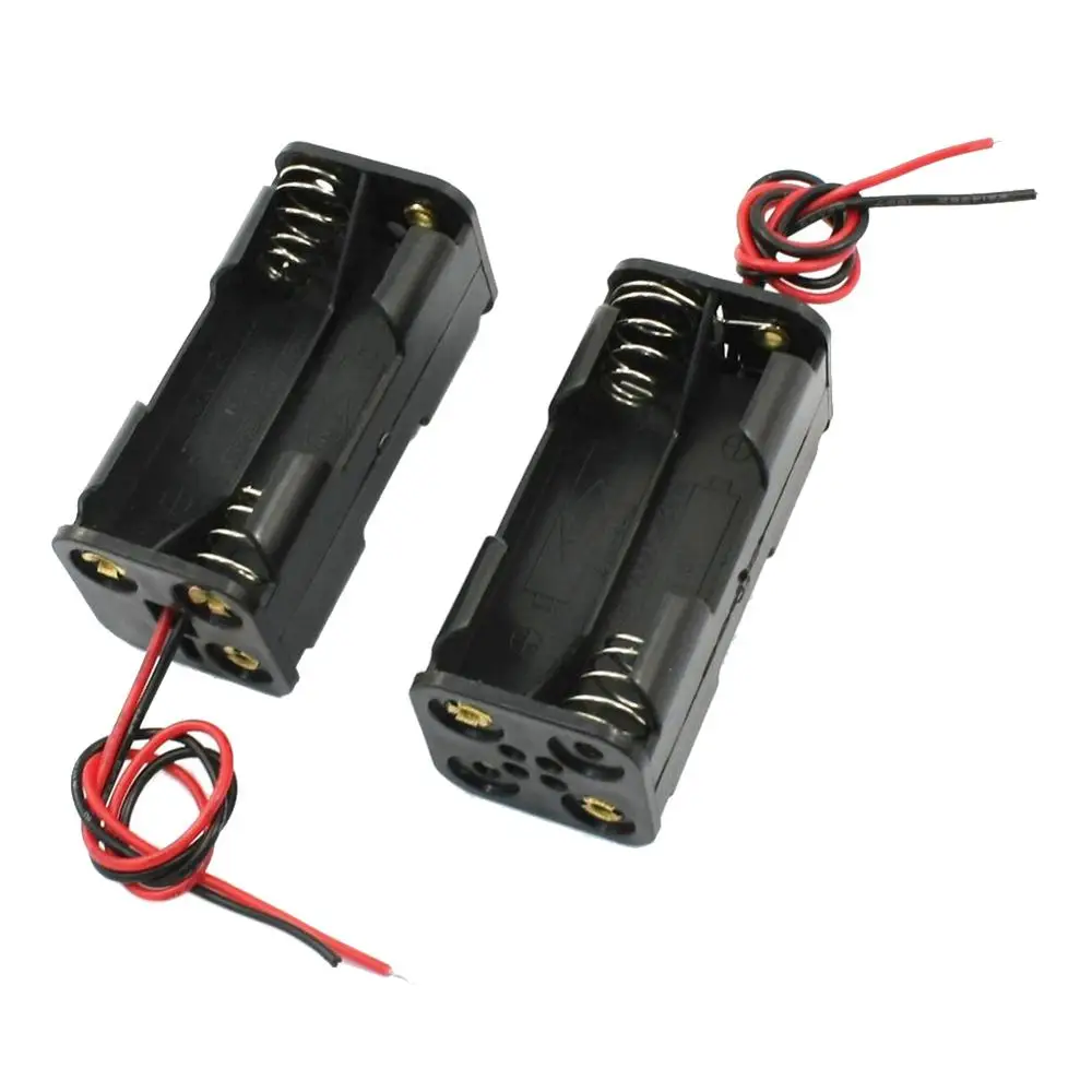 

MasterFire 20pcs/lot Black 2-Layers 4 x 1.5V AAA Battery Back To Back Holder Storage Box 2 Slots Batteries Case With Wire Leads