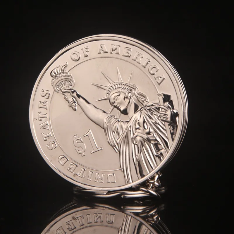 Creative Compact Cigarette Lighters Inflated Gas Lighter One Dollar Coin Lighters Pendant Metal Gift Keychain Key Chain