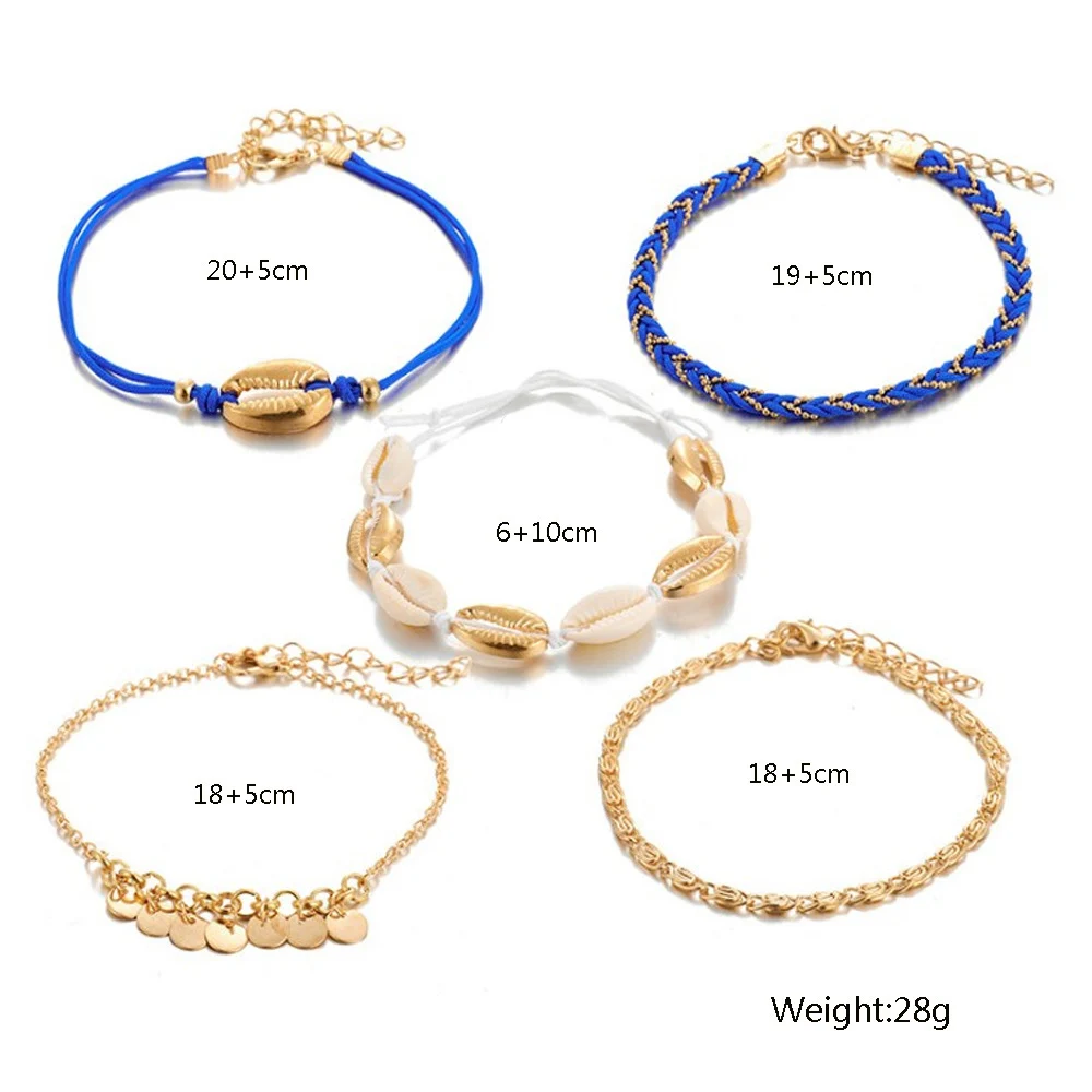 Conjunto de pulsera de tobillo con lentejuelas bohemias para mujer, cadena con dije de relámpago y Luna de estrella en la pierna del pie, joyería para el tobillo de playa de verano