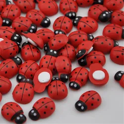 50pcs 12x15 mm Red Wooden Ladybug Flatback Cabochon Decoration Handicraft For Scrapbooking Cardmaking WB145