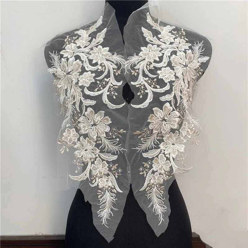 

4 шт., кружевные аппликации с блестками, свадебные цветы, сделай сам, шитье, вышитое платье, кружевная аппликация, мотивы, венецианские кружевные аксессуары