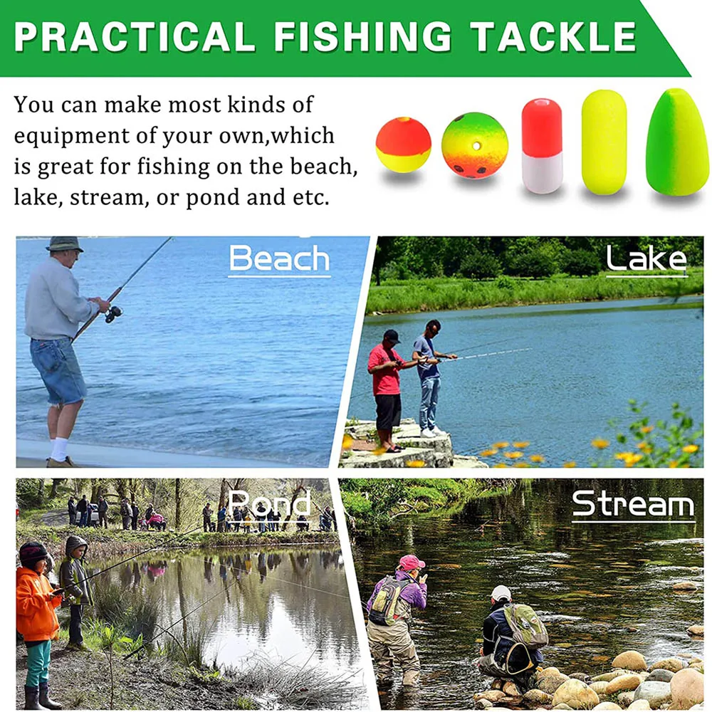50Pcs Fishing Rig Floats Foam Pompano Fishing Bobbers Rigs Snell Floats Fishing Buoy Tackle Accessories Making Kit