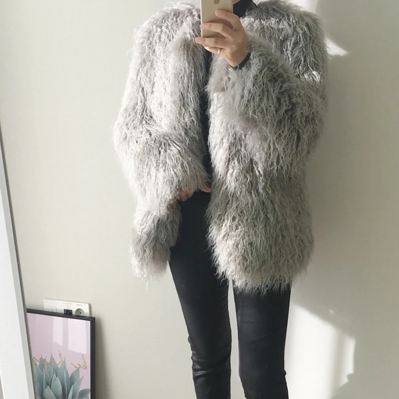 2023 Autumn Winter Fur Jacket Female Pink Fashion Long Plush Imitation Fur Wool Overcoats Ladies Short Fur Parkers Coat Woman