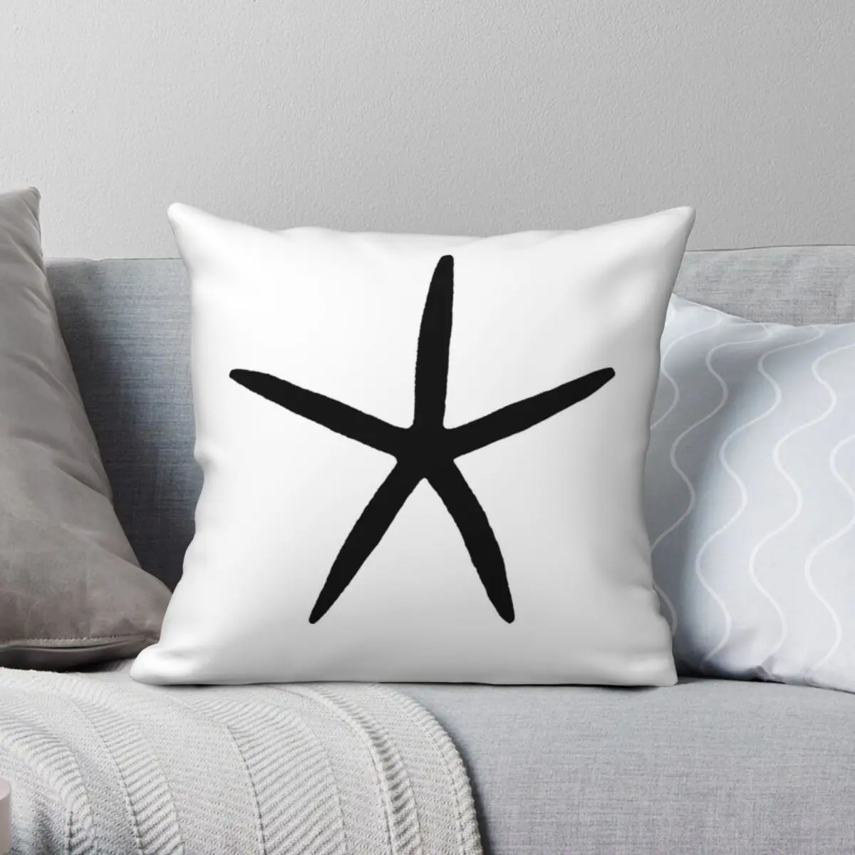 Starfish Clean Monochrome Coastal Square Pillowcase Polyester Linen Velvet Printed Zip Decor Throw Pillow Case Car Cushion Cover