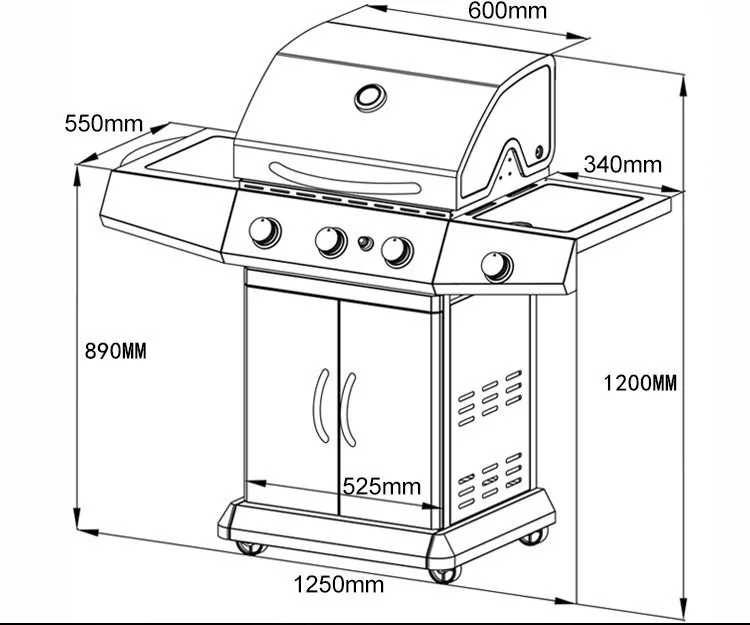 HIGH-END configuration and perfect appearance outdoor gas bbq grill,three burners+side burner gas bbq grill