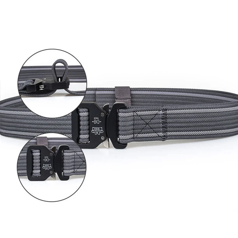 HSSEE Retro Tactical Belt for Men Metal Buckle Quick Release Police Military Army Belt Tight Nylon Outdoor Casual Belt Male Gift