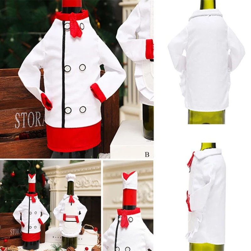 Christmas Wine Bottle Cover Bag Decorative Funny Chef Clothes Hat Sleeve Wrap