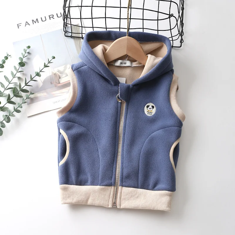 

Children Polar Fleece Vest Autumn Winter Kids Hooded Zipper Warm Waistcoat For Baby Boys Girls 2-10 Years Outerwear Coat