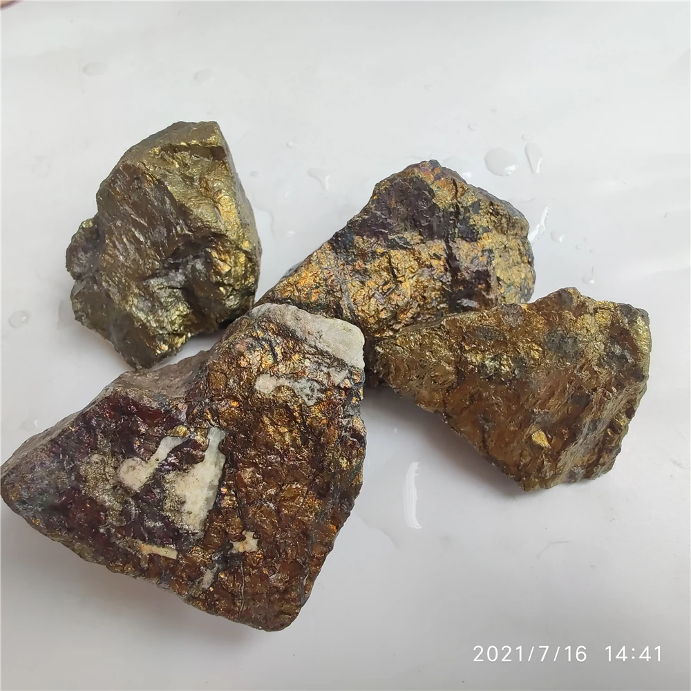 Natural Containing Gold Silver and Copper Ore CuFeS2 Chalcopyrite Mineral Crystal Ore Stone Teaching Specimens Experimental