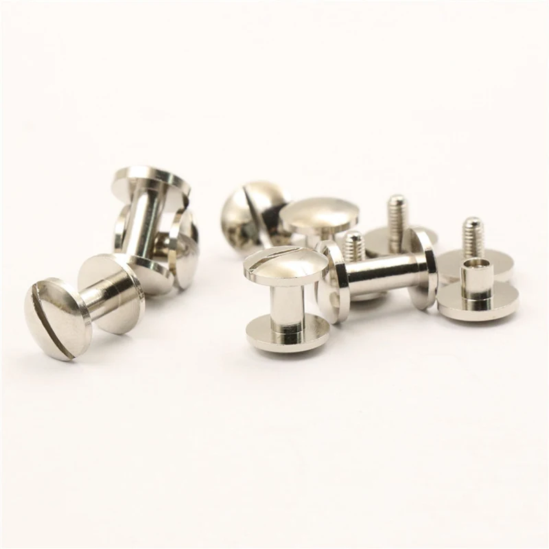 10sets Brass Binding Chicago Screws Nail Studs Rivets Plating Sliverfor Photo Album Leather Craft Belt Wallet Fasteners