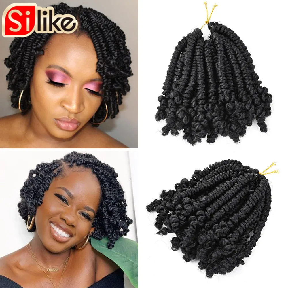 Silike Spring Twist 8 pollici estensioni dei capelli intrecciate all'uncinetto sintetiche 6 pollici treccia all'uncinetto capelli sfusi per donne nere