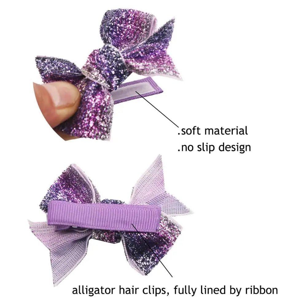 30 Pieces Baby Girls Glitter Hair Bows Clips 3Inch Sparkly Glitter Sequin Bows Alligator Hair Clips Fully Lined Hair Accesories