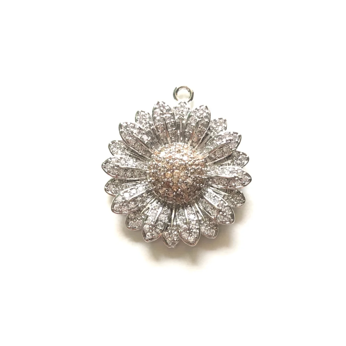 5pcs Sunflower Charm Flower Pendant for Women Bracelet Girl Necklace Making Gold-Plated Zirconia Pave Jewelry Findings Wholesale