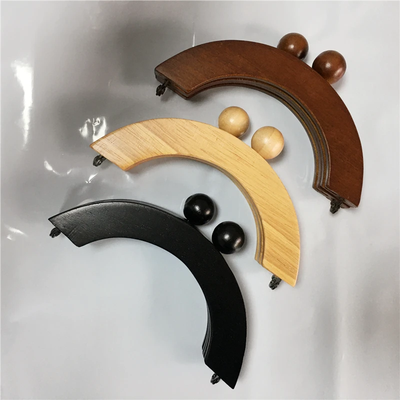 

14cm Screw Wooden Purse Frame Round Bag Frame with Screw Hole Handmade Bag Parts For Women Shoulder Wooden Bag Kiss Ball Lock