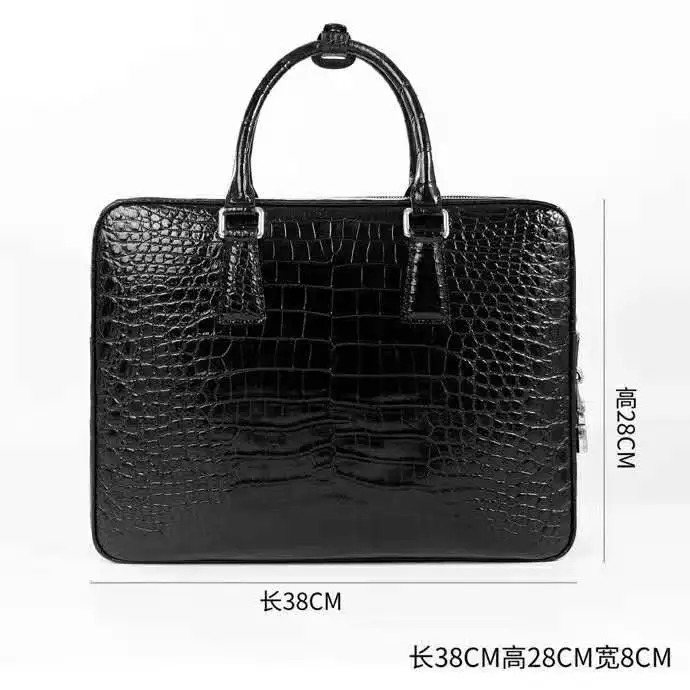 

100% genuine crocodile leather men business laptop bag in code locker key 2021 new men crocodile belly skin men briefcase bag