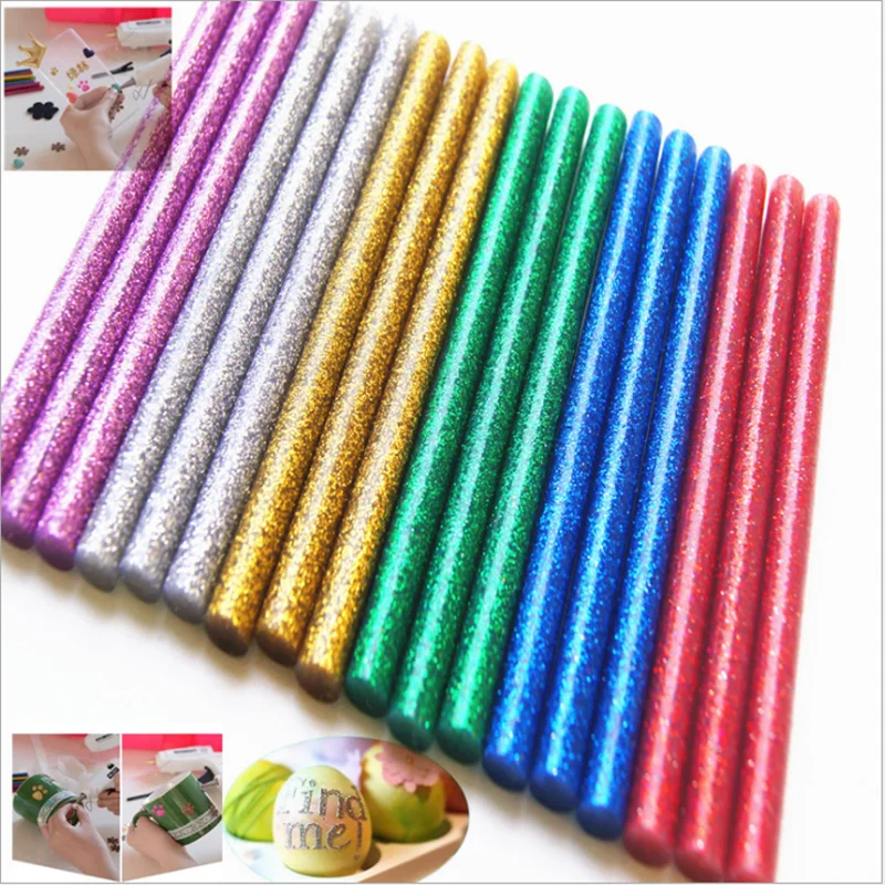 10pcs 11x200mm Colourful Glitter Hot Melt Glue Stick Viscosity DIY Craft Toy Repair Tools Not Repeat