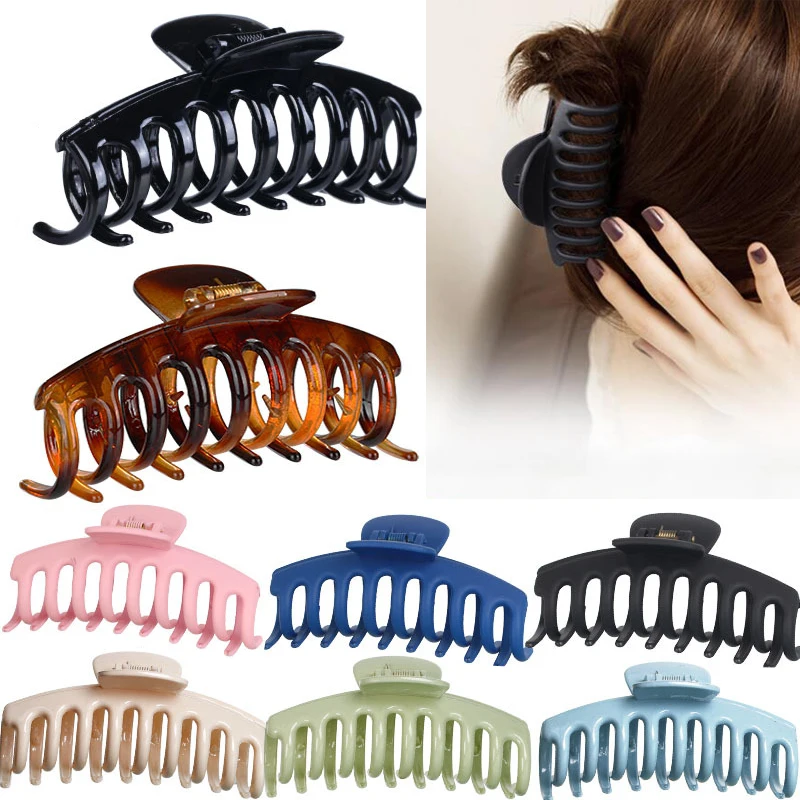 

11cm Neon Color Hair Claws Bath Clip Claw Clip Large Barrette Crab Ponytail Clip For Women Girls Hair Accessories Gift