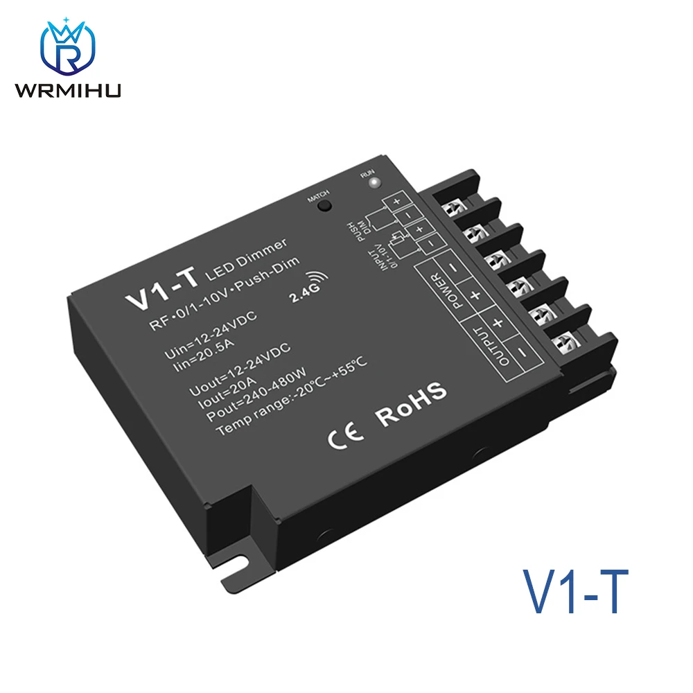 Imagem -03 - Controlador de Lâmpada Monocromática Adequado para Luz de Faixa de Cor Única Led Dimmer em Dc1224v rf 010v Pwm 20a V1-t Rt1 r1