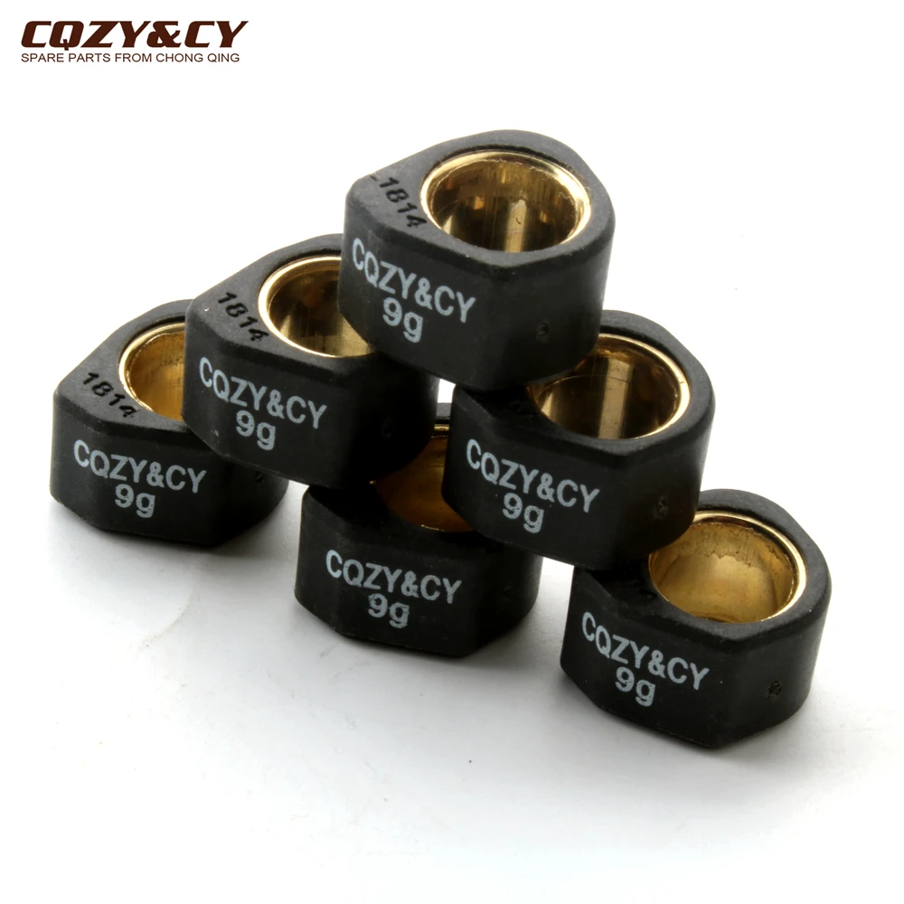 6PC Racing Roller Set Weight 18x14mm 9g 13g For Sym VS Attila Euro MX RV Joymax 125 180 GTS 125cc EVO 4-Stroke Engine Scooter
