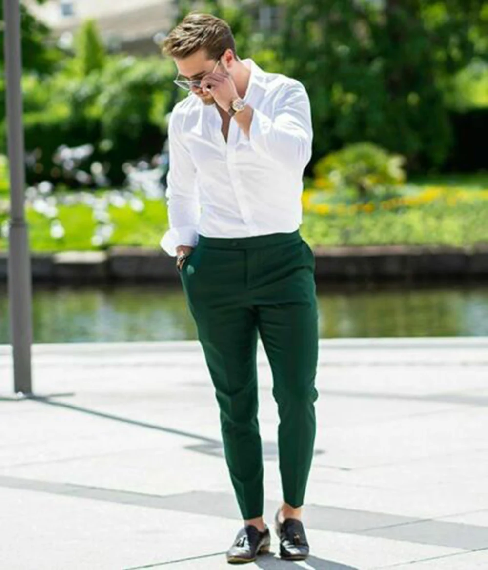 Traje verde para hombre, esmoquin de doble botonadura para novio, ropa de boda, solapa de pico, trajes formales de graduación, conjunto de 2 piezas