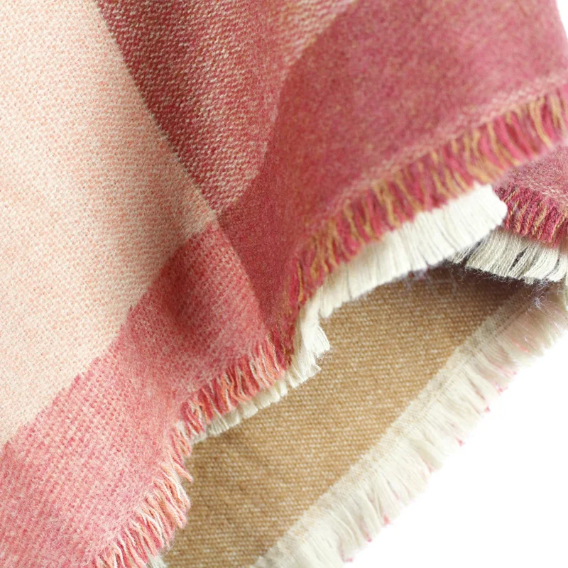 Cashmere Wool Blanket Square Winter Stole Capes Plaid Heavy Shawls Women Warm Echarpe Hiver Femme Wraps 135cm