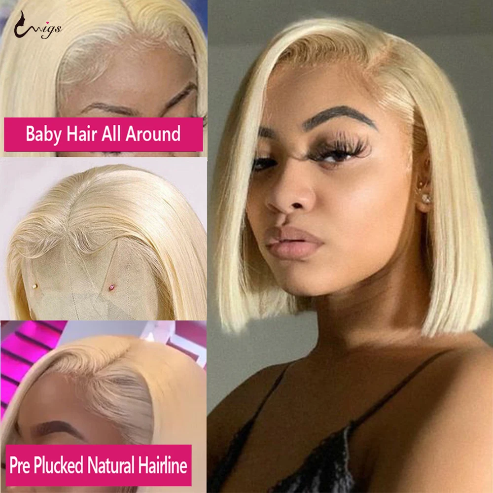 Buy One Get One Free 2 Wigs 13x1 613 Blonde Bob Hair Wig Human Hair T Lace Wig Straight Bob Wig Human Hair Wig Clearance Wig