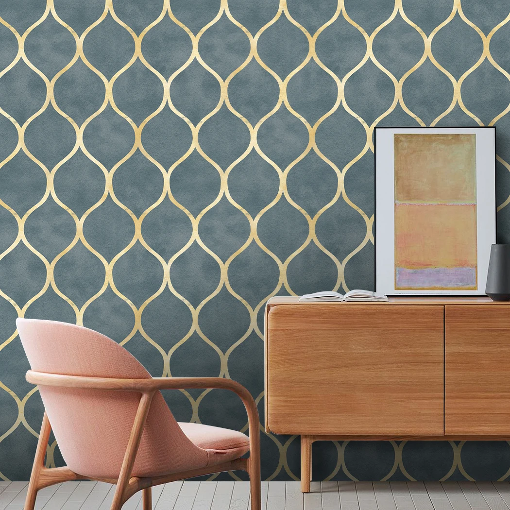 Modern Golden Striped Peel and Stick Wallpaper Dark Green Geometric Self Adhesive Wall Paper Removable Contact Paper for Bedroom - Image 4