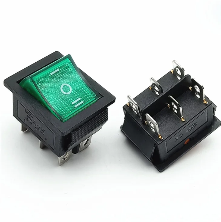 KCD4 1PCS Rocker Switch Power Switch ON-OFF-ON 3 Position 6 Electrical equipment With Light Switch 16A 250VAC/ 20A 125VA