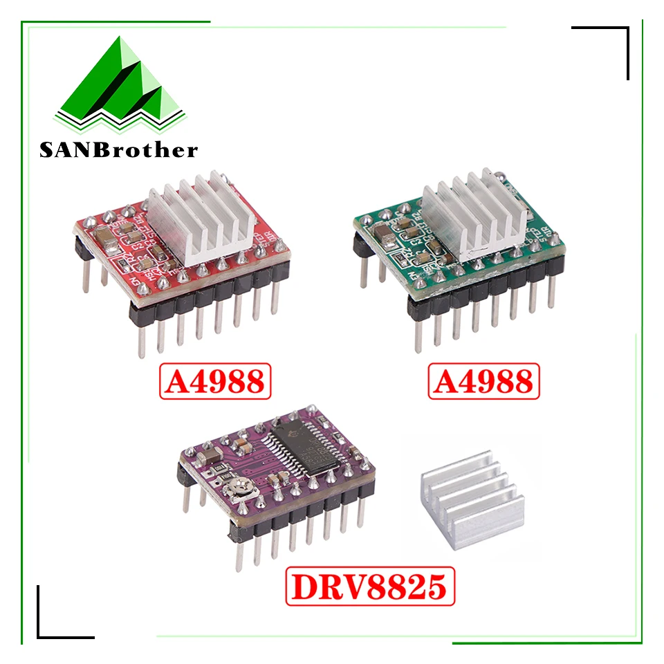 

3D Printer Parts A4988 DRV8825 Stepper Motor Driver With Heat sink For SKR V1.3 1.4 GTR V1.0 RAMPS 1.4 1.6 MKS GEN V1.4 board