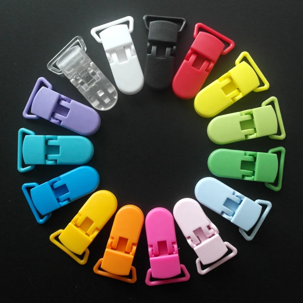 Sutoyuen 40 Stück Hot D-Form Kam Kunststoff-Schnullerclips Kunststoff Baby Schnuller Schnuller Hosenträgerkette Halter Clips für 20 mm Band – Detail 4