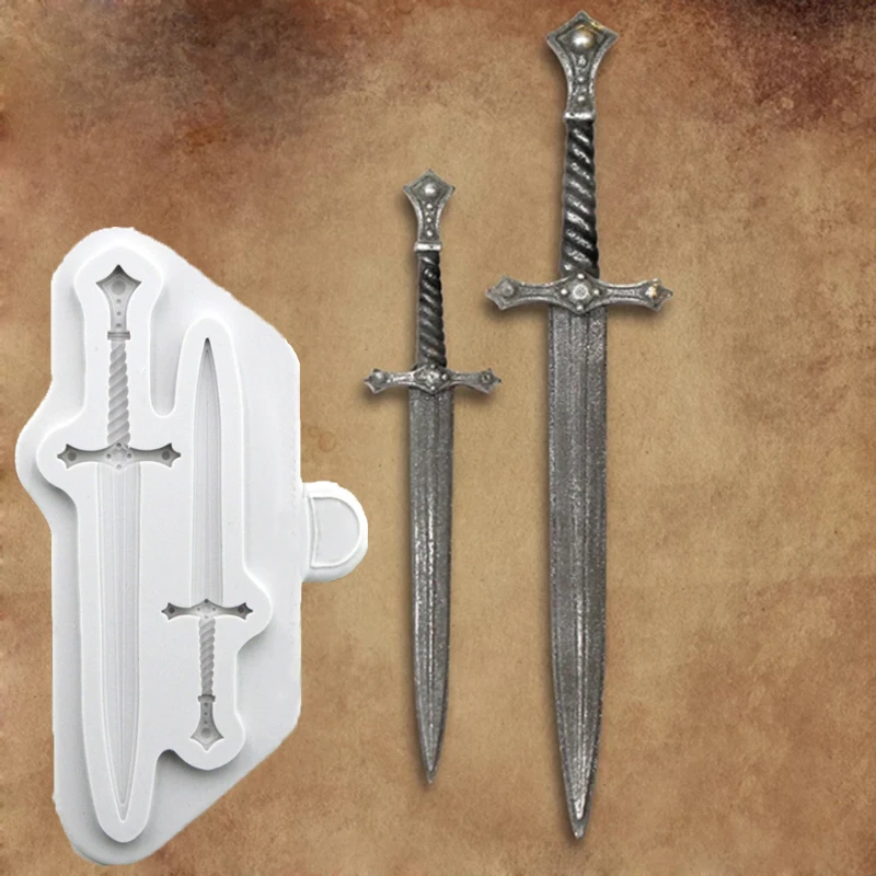 Knight Battle Swords Mould Silicone Mold Fondant Cake Decorating Tool Gumpaste Sugarcraft Chocolate Forms Bakeware